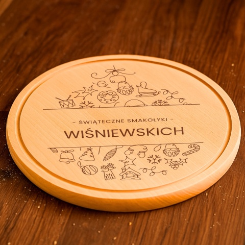 Deska kuchenna z grawerem - świąteczne smakołyki rodziny