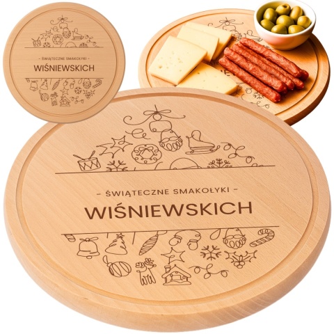 Deska kuchenna z grawerem - świąteczne smakołyki rodziny