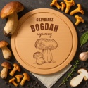 Drewniana deska bukowa z grawerem - prezent dla wyborowego grzybiarza