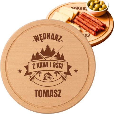 Drewniana deska bukowa z grawerem - wyjątkowy prezent dla wędkarza