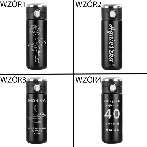 GRAWEROWANY KUBEK TERMOS Z WYŚWIETLACZEM 400ml DLA NIEJ