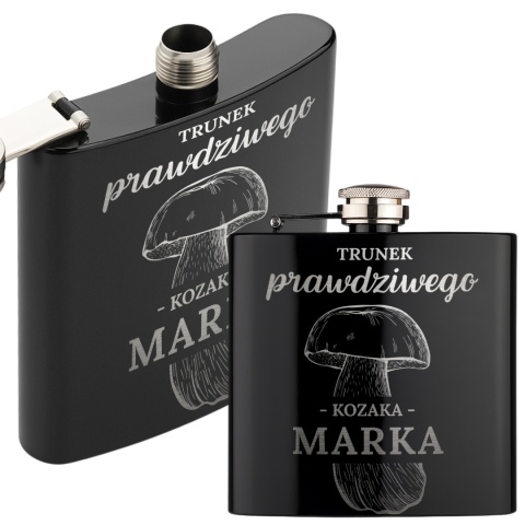 Grawerowana piersiówka dla grzybiarza - oryginalny prezent