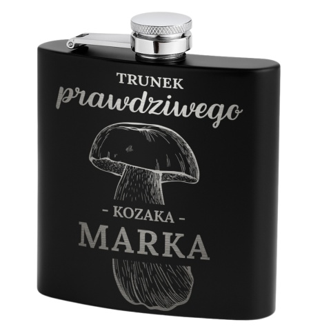 Grawerowana piersiówka dla grzybiarza - oryginalny prezent