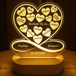Walentynkowa lampka z personalizacją - prezent na walentynki dla niej i dla niego