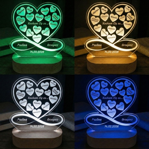 Walentynkowa lampka z personalizacją - prezent na walentynki dla niej i dla niego