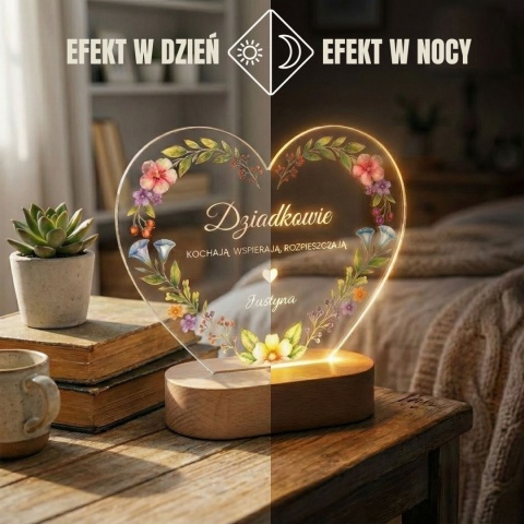 LAMPKA LED Z NADRUKIEM NA SZKLE DLA BABCI I DZIADKA