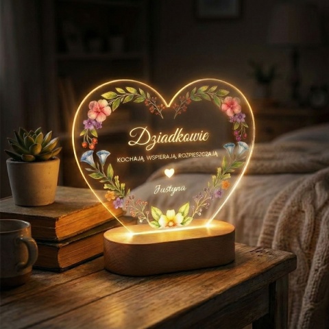 LAMPKA LED Z NADRUKIEM NA SZKLE DLA BABCI I DZIADKA