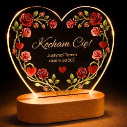 Lampka personalizowana z nadrukiem - prezent na walentynki dla par