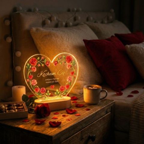 Lampka personalizowana z nadrukiem - prezent na walentynki dla par