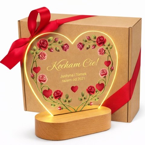 Lampka personalizowana z nadrukiem - prezent na walentynki dla par