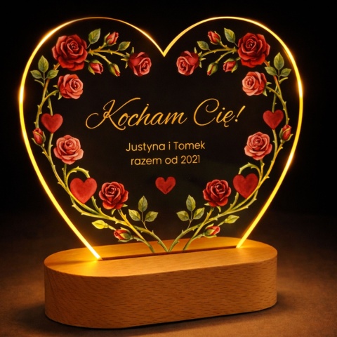 Lampka personalizowana z nadrukiem - prezent na walentynki dla par