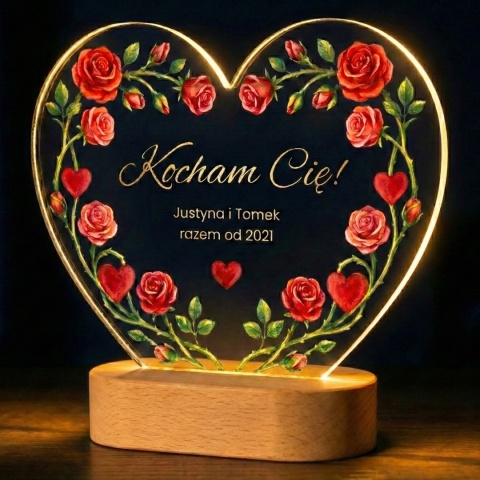 LAMPKA PLEXI Z NADRUKIEM NA WALENTYNKI