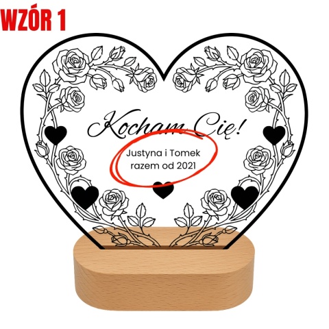 Lampka personalizowana z grawerem - prezent na walentynki dla niej i dla niego