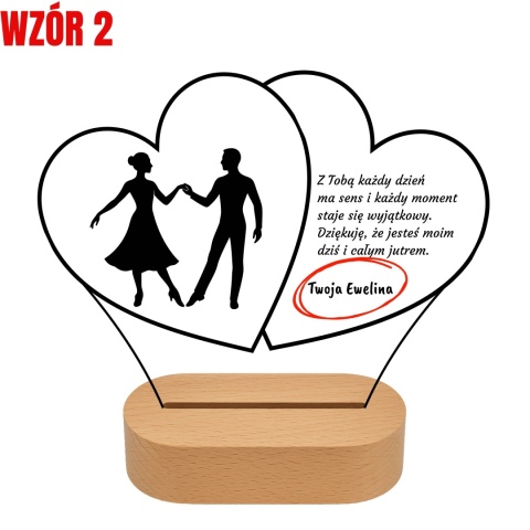 Lampka personalizowana z grawerem - prezent na walentynki dla niej i dla niego