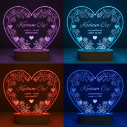 Lampka personalizowana z grawerem - prezent na walentynki dla niej i dla niego