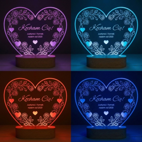 Lampka personalizowana z grawerem - prezent na walentynki dla niej i dla niego