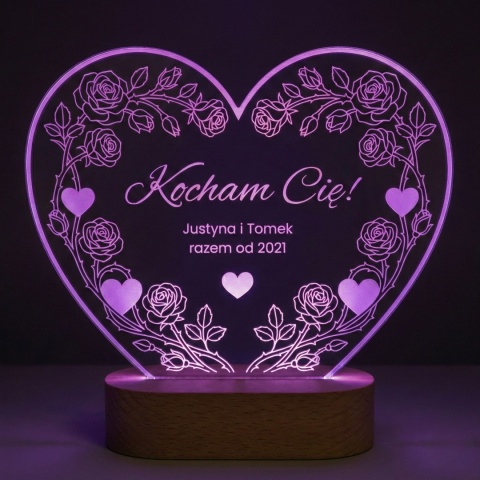 Lampka personalizowana z grawerem - prezent na walentynki dla niej i dla niego