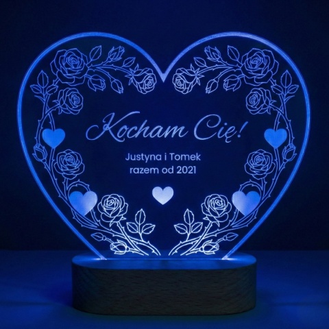 Lampka personalizowana z grawerem - prezent na walentynki dla niej i dla niego
