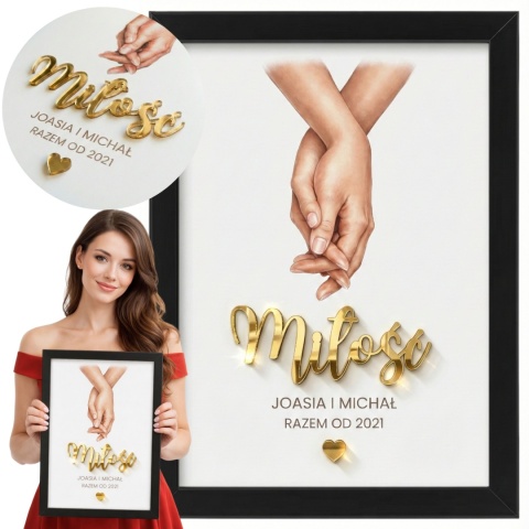 Prezent na Walentynki – Obraz 3D w Ramce z Personalizacją – Dla Niej i Dla Niego