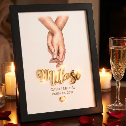 Prezent na Walentynki – Obraz 3D w Ramce z Personalizacją – Dla Niej i Dla Niego