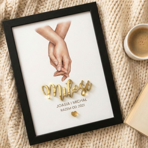 Prezent na Walentynki – Obraz 3D w Ramce z Personalizacją – Dla Niej i Dla Niego