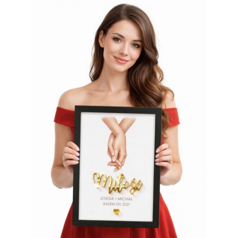 Prezent na Walentynki – Obraz 3D w Ramce z Personalizacją – Dla Niej i Dla Niego