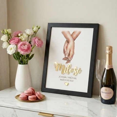 Prezent na Walentynki – Obraz 3D w Ramce z Personalizacją – Dla Niej i Dla Niego