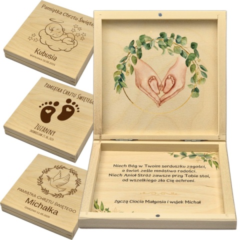 PAMIĄTKA NA CHRZEST CHRZTU ŚWIĘTEGO PUDEŁKO NA PIENIĄDZE 14,5X14,5