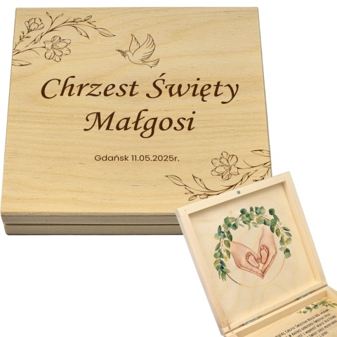 PAMIĄTKA NA CHRZEST CHRZTU ŚWIĘTEGO PUDEŁKO NA PIENIĄDZE 14,5X14,5