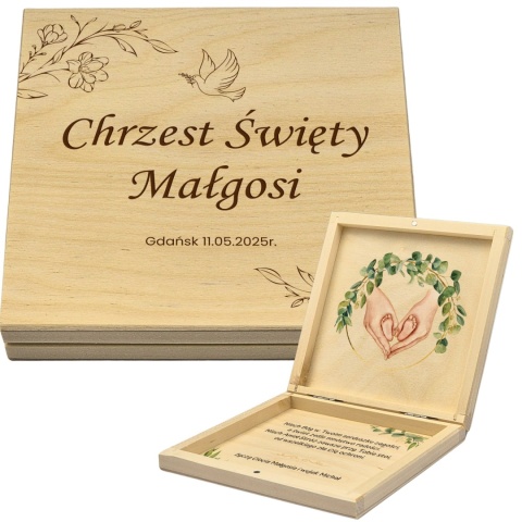 PAMIĄTKA NA CHRZEST CHRZTU ŚWIĘTEGO PUDEŁKO NA PIENIĄDZE 14,5X14,5