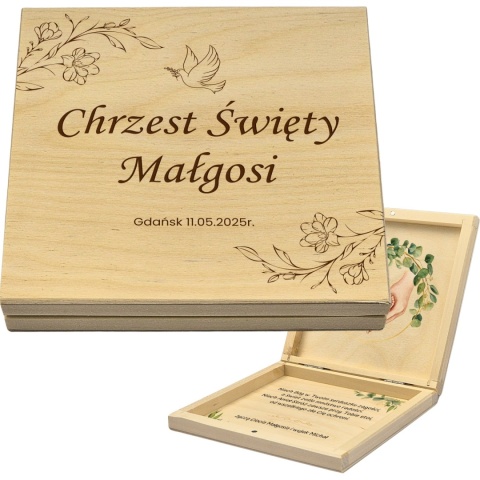 PAMIĄTKA NA CHRZEST CHRZTU ŚWIĘTEGO PUDEŁKO NA PIENIĄDZE 14,5X14,5