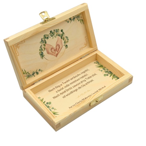 PAMIĄTKA NA CHRZEST CHRZTU ŚWIĘTEGO PUDEŁKO NA PIENIĄDZE 20X10,5X3,5cm Z ZAMKIEM