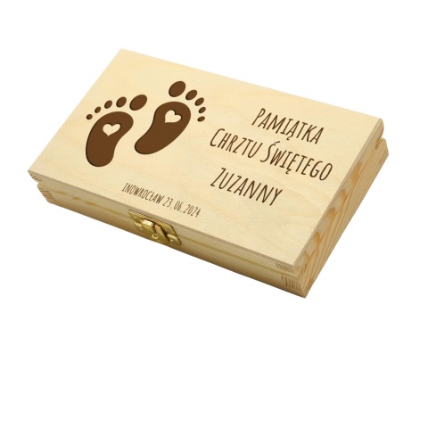 PAMIĄTKA NA CHRZEST CHRZTU ŚWIĘTEGO PUDEŁKO NA PIENIĄDZE 20X10,5X3,5cm Z ZAMKIEM