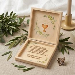 Pudełko na pieniądze na Pierwszą Komunię z grawerem, personalizowane