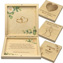 PAMIĄTKA ŚLUBNA PUDEŁKO NA PIENIĄDZE 14,5X14,5X3,5cm