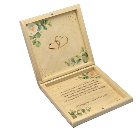 PAMIĄTKA ŚLUBNA PUDEŁKO NA PIENIĄDZE 14,5X14,5X3,5cm