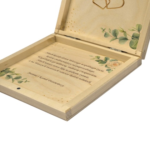 PAMIĄTKA ŚLUBNA PUDEŁKO NA PIENIĄDZE 14,5X14,5X3,5cm