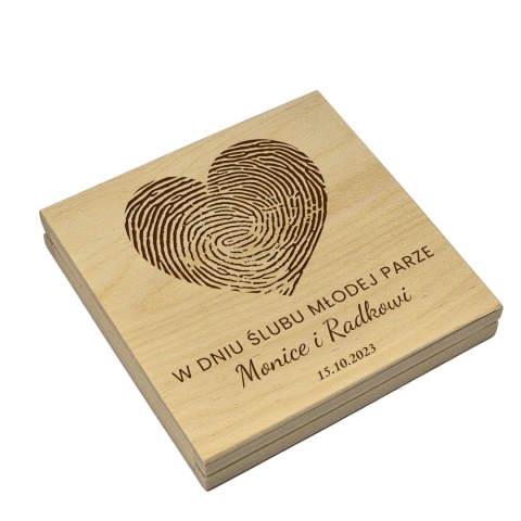 PAMIĄTKA ŚLUBNA PUDEŁKO NA PIENIĄDZE 14,5X14,5X3,5cm