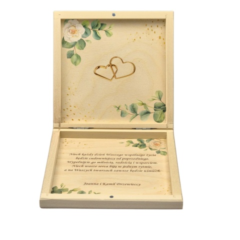 PAMIĄTKA ŚLUBNA PUDEŁKO NA PIENIĄDZE 14,5X14,5X3,5cm