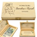 PAMIĄTKA ŚLUBNA PUDEŁKO NA PIENIĄDZE 18X10,5X3,5cm Z ZAMKIEM