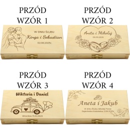 PAMIĄTKA ŚLUBNA PUDEŁKO NA PIENIĄDZE 18X10,5X3,5cm Z ZAMKIEM