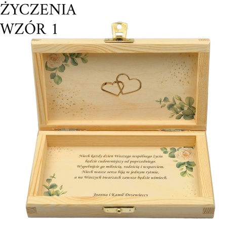 PAMIĄTKA ŚLUBNA PUDEŁKO NA PIENIĄDZE 18X10,5X3,5cm Z ZAMKIEM