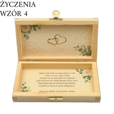 PAMIĄTKA ŚLUBNA PUDEŁKO NA PIENIĄDZE 18X10,5X3,5cm Z ZAMKIEM