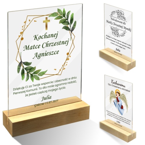 PERSONALIZOWANA STATUETKA PODZIĘKOWANIE DLA CHRZESTNYCH NA KOMUNIĘ ŚWIĘTĄ