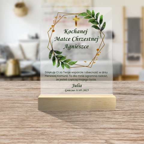 PERSONALIZOWANA STATUETKA PODZIĘKOWANIE DLA CHRZESTNYCH NA KOMUNIĘ ŚWIĘTĄ