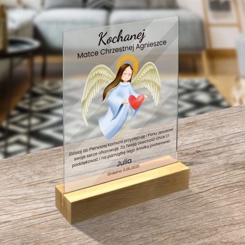 PERSONALIZOWANA STATUETKA PODZIĘKOWANIE DLA CHRZESTNYCH NA KOMUNIĘ ŚWIĘTĄ