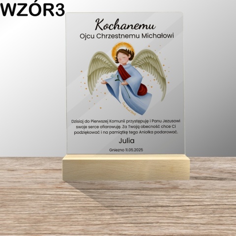 PERSONALIZOWANA STATUETKA PODZIĘKOWANIE DLA CHRZESTNYCH NA KOMUNIĘ ŚWIĘTĄ