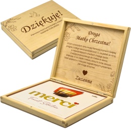 PODZIĘKOWANIE DLA CHRZESTNYCH PUDEŁKO NA MERCI NA KOMUNIĘ