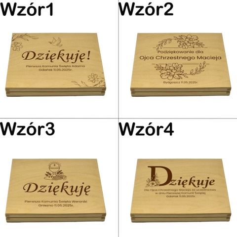 PODZIĘKOWANIE DLA CHRZESTNYCH PUDEŁKO NA MERCI NA KOMUNIĘ