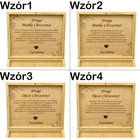PODZIĘKOWANIE DLA CHRZESTNYCH PUDEŁKO NA MERCI NA KOMUNIĘ